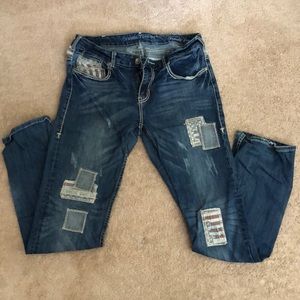 Cowgirl Tuff American flag design jeans